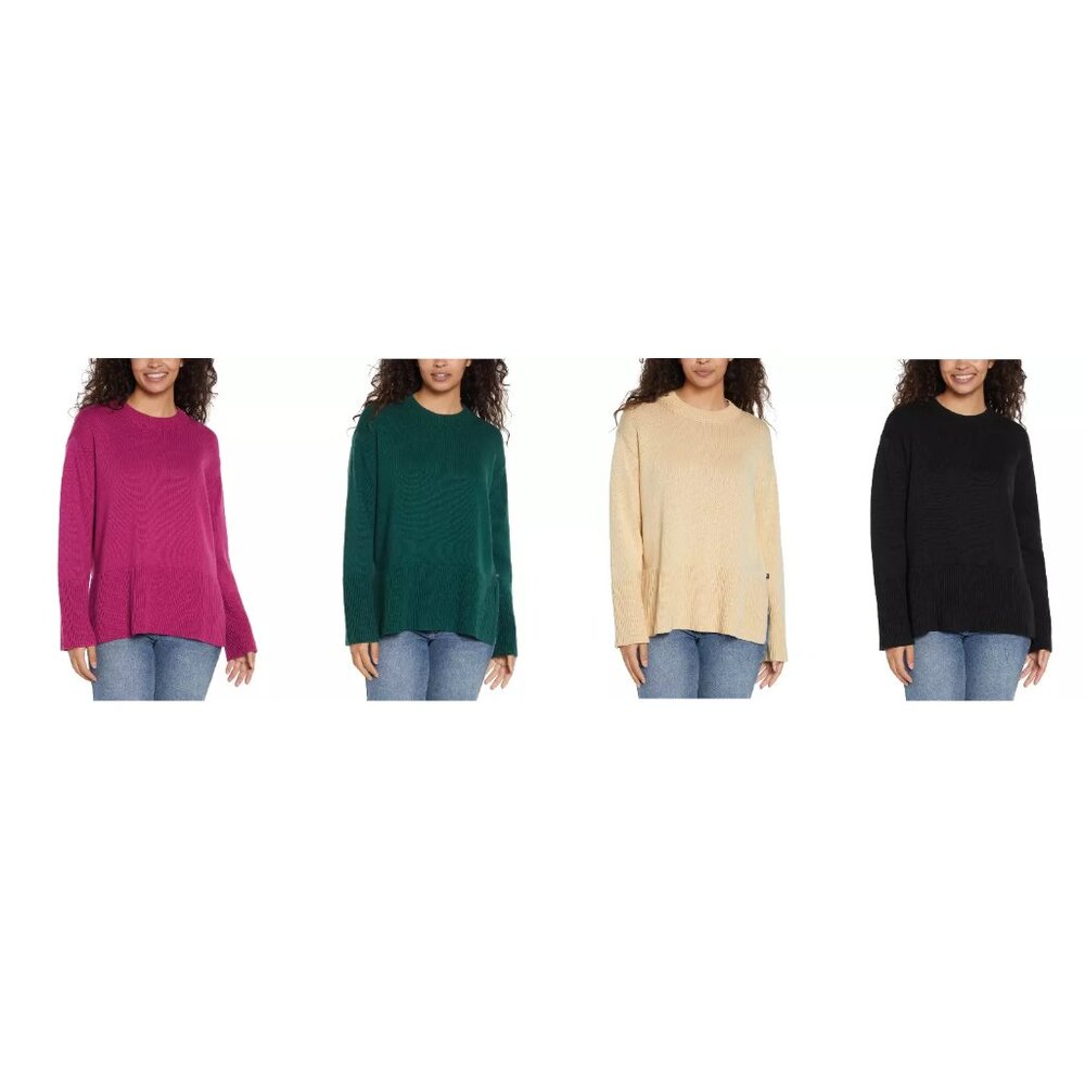 NWoT Gap Women's Crew Neck Side Slit Sweater Green Taupe Black Pink $80 11HL041